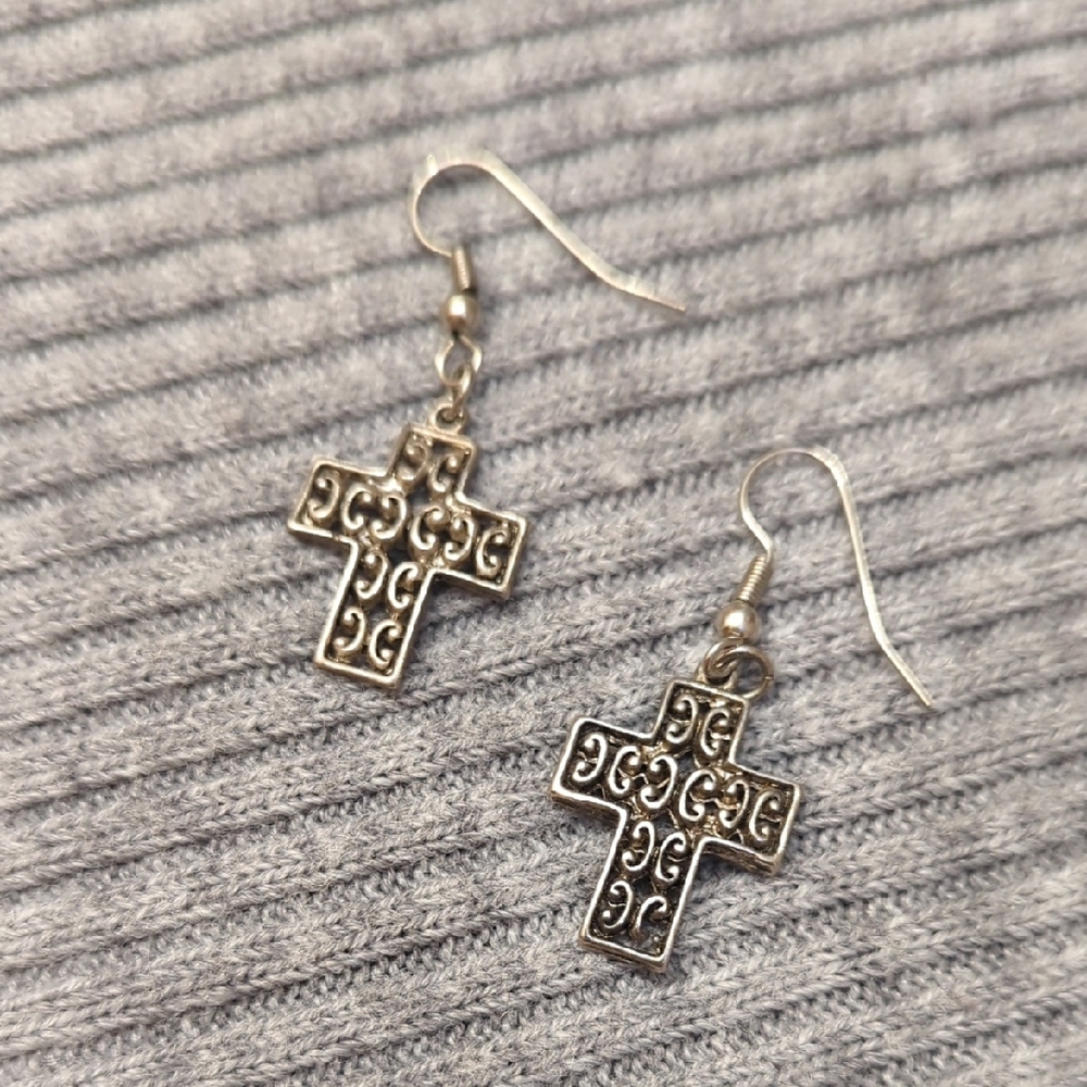 Scroll Cross Earrings